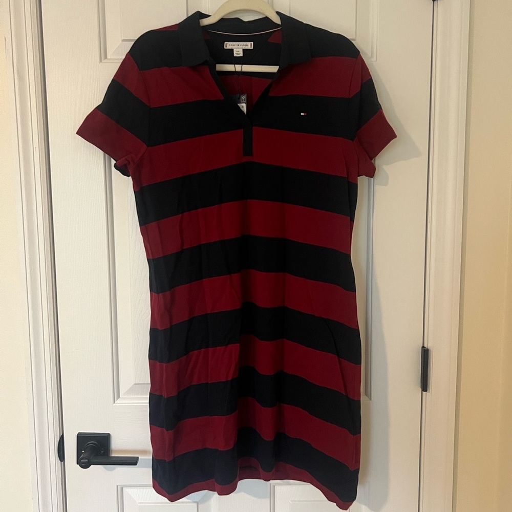 Tommy Hilfiger Red and Black Striped Mini Dress